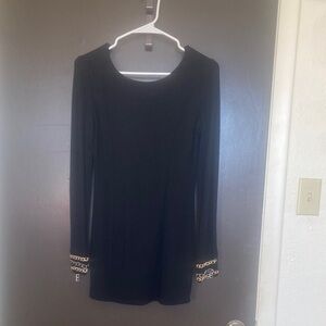 Double Zero Black Long Sleeve Short Dress